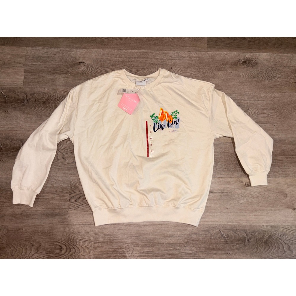 Skinnydip London Cin Cin Aperitivo Menu Sweatshirt Cream XS NWT